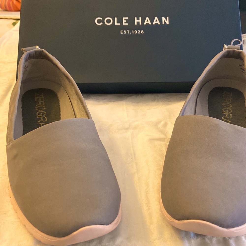 Cole Haan zero grand Aline loafer unbuck grey with peachy pink sole - New
